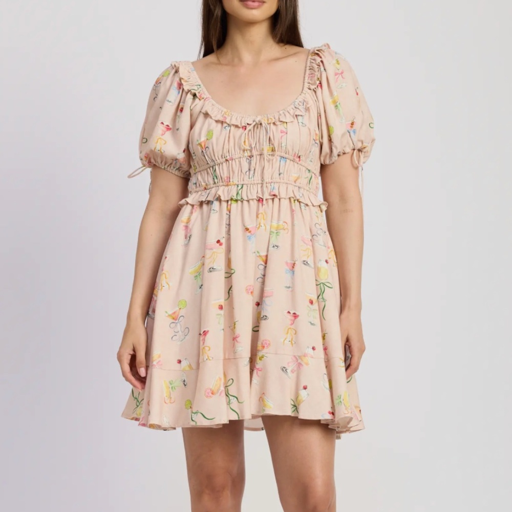 En Saison Mia Ruffle Puff Sleeve Romantic Mini Dress Size M NYT